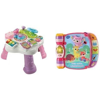 Vtech Baby Abenteuer Spieltisch pink – Bunter Babyspieltisch & Baby Mein erstes Liederbuch rosa – Kunterbuntes Buch