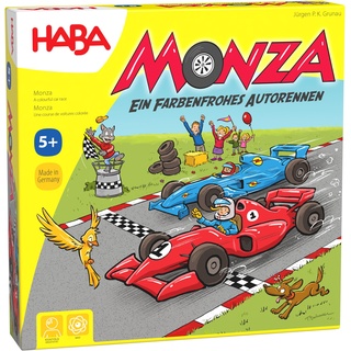 Haba 4416 - Monza, Würfelspiel und Gesellschaftsspiel, mit turbulentem Autorennen für 2-6 Kinder ab 5 Jahren, zum Farbenlernen