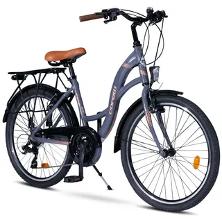 26" Zoll Alu City Bike Mädchen Fahrrad Aluminium Shimano 21 Gang RH 44cm