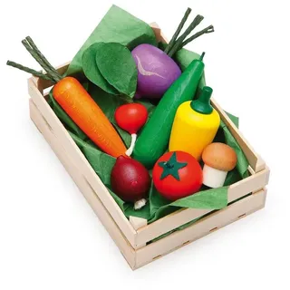 Erzi® Kaufladensortiment, (Set, 9-tlg), Gemüse in Holzsteige Spielzeug-Lebensmittel, Kaufladenzubehör bunt