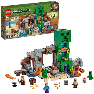 LEGO 21155 Minecraft Die Creeper Mine, Bauset mit Steve, Minecraft-Schmied, Wüstenzombie, Creeper und Tierfiguren sowie TNT-Blöcken, Minecraft-Ne...