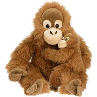 Uni-Toys - Orang-Utan mit Baby, sitzend - 30 cm (Höhe) - Plüsch-AFFE - Plüschtier, Kuscheltier