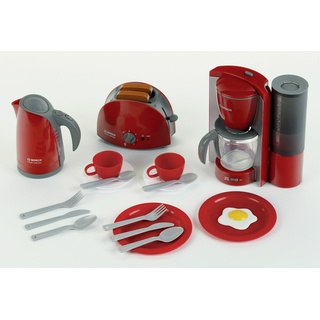 Kinder-Küchenset KLEIN "Bosch Frühstückset" Spielzeug-Haushaltsgeräte rot (rot, grau) Kinder Altersempfehlung Spielzeug-Haushaltsgeräte Wasserkocher mit Wasser befüllbar