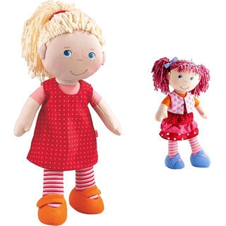 HABA 302108 - Puppe Annelie, Stoffpuppe mit Kleidung und Haaren, 30 cm, Spielzeug ab 18 Monaten & 302842 - Puppe Lilli-Lou, süße Weich- und Stoffpuppe ab 18 Monaten, mit Kleidung und Haaren, 30 cm