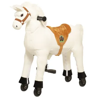 animal riding Reitpferd Snowy (für Kinder ab 3 Jahren, Sattelhöhe 56 cm, mit Rollen) ARP011S, Weiß, S