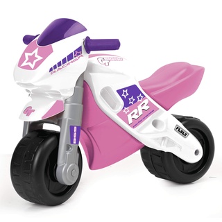 FEBER - Motofeber 2 Racing Pink, rosafarbenes Kinderfahrzeug mit Helm und breiten Rädern für Stabilität und Schutz, für drinnen und draußen, für Jungen und Mädchen von 3 bis 5, Famosa (800008174)