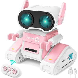 DTC GmbH RC-Roboter Wiederaufladbares Ferngesteuertes Roboter Spielzeug (für ab 3 4 5 6 7 8 Jahre Jungen und Mädchen Geschenk), mit LED-Augen Musik und Interessanten Geräuschen rosa