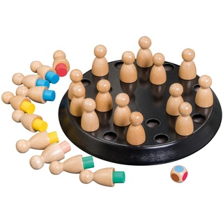 Philos 3171 - Memo Spiel (Black, schwarz), Memory Schach, Match Stick, Gedächtnisspiel aus Holz, mit 24 Spielkegel mit 4 Farben und 1 Würfel, aus MDF und Robinienholz