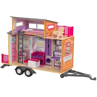 KidKraft 65948 Teeny House Puppenhaus aus Holz mit Zubehör für 30 cm große Puppen mit 10 Accessoires und 2 Spielebenen