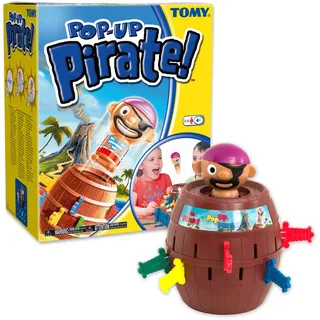 TOMY Offizielles Kinderspiel "Pop Up Pirate", Hochwertiges Aktionsspiel für die Familie, Piratenspiel zur Verfeinerung der Geschicklichkeit Ihres Kindes, Popup Spiel, 4+, Braun