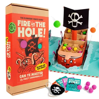 Fire in The Hole - Piraten, Plastikfreies Pop-Up Partyspiel für Kinder, Jugendliche und Erwachsene. Öko-Freundlich, Nachhaltiges Tischstrategiespiel für Jungen, Familienspielabend, 2-4 Spieler