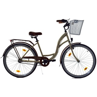 T&Y Trade Cityrad 26 Zoll Kinder Mädchen Damen City Fahrrad Bike Rad NEXUS Reflex Beige, 3 Gang Shimano, Nabenschaltung, Rücktritt, Gepäckträger, Licht, 3 Nexus Gang, Seitenständer, Korb