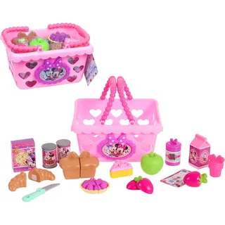 Minnie 88903 Mouse Disney Junior Bow-Tique Bowtastic-Einkaufskorb-Set mit Spiellebensmitteln und Zubehör, Kinderspielzeug ab 3 Jahren von Just Play, Mehrfarbig