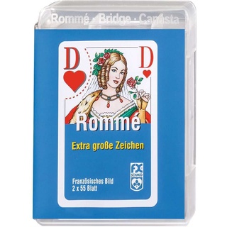 Ravensburger 27074 - Rommé Bridge Canasta, Kartenspiel-Klassiker mit großen Eckzeichen