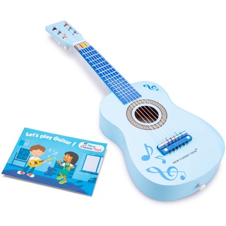 New Classic Toys - 10349 - Musikinstrument - Spielzeug Holzgitarre - Blau mit Noten