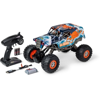 Carson 500404284 1:10 Sea Crusher 100% RTR orange– RC-Auto als Amphibienfahrzeug, 100% RTR, für Land und Wasser, robust und wasserfest, mit 2.4G Fernsteuerung