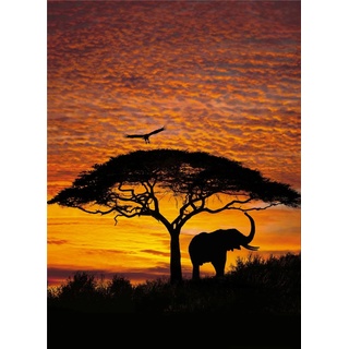 Holzpuzzle 1500 Teile/Afrikanischer Sonnenuntergang und Elefant/Bodenpuzzle, lustiges Spiel oder Spielzeug