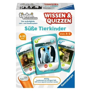 Ravensburger tiptoi 00767 Wissen und Quizzen: Süße Tierkinder, Quizspiel für Kinder ab 6 Jahren, für 1-6 Spieler