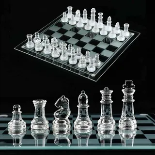 Glas Schachspiel Hochwertig 25 × 25 cm Tragbares Reiseschach Anfänger Schachspiel Schachbrett Schachset Chess Board Schach für Kinder und Erwachsene