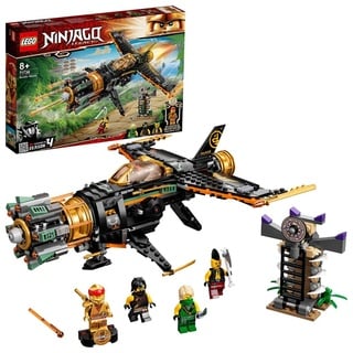 LEGO 71736 NINJAGO Coles Felsenbrecher Flugzeugspielzeug mit Gefängnis und Figur des Goldenen Ninja Kai - Schwarz