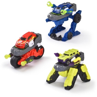 Dickie Toys – Transformator-Fahrzeuge im 3er Set (je 12 cm) - 2 in 1 Roboter-Autos für Kinder ab 3 Jahren inkl. abnehmbarem Spielzeugautos (7,5 ...