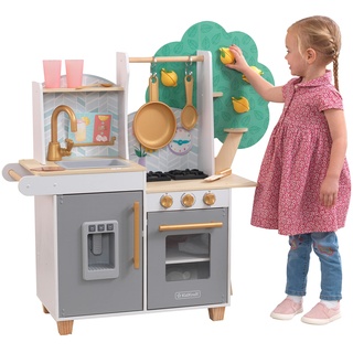 KidKraft Happy Harvest Kinderküche aus Holz mit Zubehör und Eiswürfelspender, Spielküche mit Geschirr und Lebensmittel, Spielzeug für Kinder ab 3 Jahre, 10160