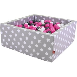 Knorrtoys® Bällebad Soft, Grey White Stars, eckig mit 100 Bällen creme/Grey/rose; Made in Europe grau