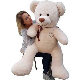 Riesiger großer Teddybär, weiches Kuscheltier, 75 x 85 cm – Creme