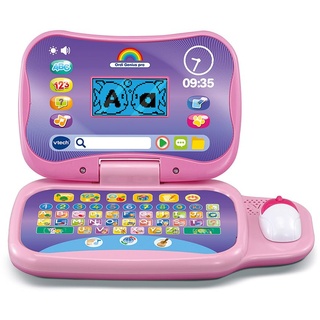 VTech Ordi Genius Pro Rosa, Laptop für Kinder mit Hintergrundbeleuchtung, Maus, 20 skalierbare Spiele, Lernspielzeug, Geschenk für Kinder von 3 Jahren bis 7 Jahren – Inhalt in Französisch