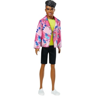 Barbie GRB44 - Ken Fashionistas 60th Anniversary Puppe: 1985 Rocker Derek in Rocker-Outfit im Retrostil mit neonfarbenem Top, Shorts und Schuhen, für Kinder von 3 bis 8 Jahren