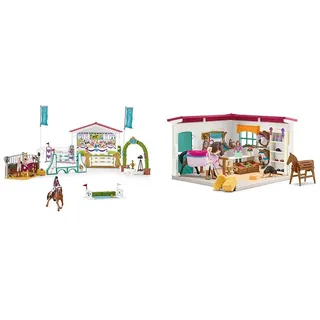 SCHLEICH 42440 Freundschaftsturnier, für Kinder ab 5-12 Jahren, Horse Club - Spielset & 42568 Reitshop zum modularen Reiterhof, für Kinder ab 5-12 Jahren, Horse Club - Spielset