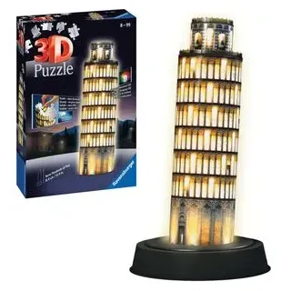 Ravensburger Puzzle 12515, Pisa bei Nacht, 3D Puzzle, LED-Beleuchtung, ab 8 Jahre, 216 Teile