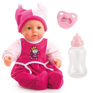 Bayer Design 94682AA Hello Baby Funktionspuppe, spricht, bewegt den Mund, interaktive Puppe, Babypuppe, mit Zubehör, 46 cm, rosa