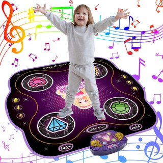 ZWOOS Tanzmatte für Kinder ab 3-12+ Jahre, Beleuchtete Tanzmatte Spielzeug Kinder mit Bluetooth, Elektronisch Musik Tanzpad Geschenke für Mädchen ab 3 4 5 6 7 8 9 10+ Jahren