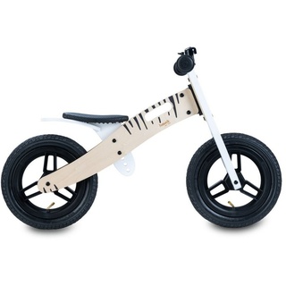 Hauck Laufrad Balance N Ride - Zebra 12 Zoll, Holz Lauflernrad mit Lufträdern & verstellbarem Sitz ab 18 Monate weiß
