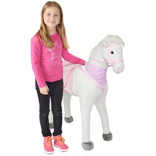 Pink Papaya Plüschpferd XXL 105cm Pferd, Luna, Fast lebensgroßes Spielpferd zum reiten, Stehpferd XXL, Spielzeug Pferd bis 100kg belastbar - Kinderpferd mit Kleiner Bürste