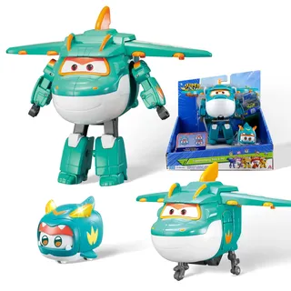 Super Wings EU770447 - Transforming Tino & Pet, ca. 14,5 cm große verwandelbare Spiel-Figur mit ca. 4,3 cm großem Haustier, für Kinder ab 3 Jahren