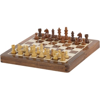 Sunrise Chess Magnetisches Schachspiel mit 25 cm intarsiertem Schachbrett – Kompakte Größe, ideal für Reisen und als Elegantes Geschenk