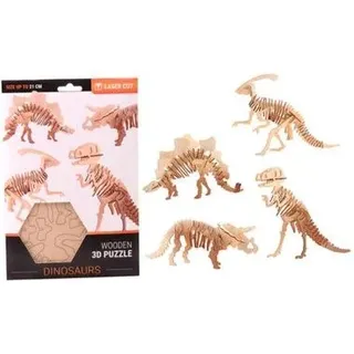 JOHNTOY 26096 Holzpuzzle 3D Dinosaurier, sortiert