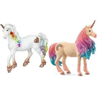 SCHLEICH 70726 Regenbogeneinhorn, Stute, für Kinder ab 5-12 Jahren, BAYALA - Spielfigur & 70723 Marshmallow Einhorn Stute, für Kinder ab 5-12 Jahren, BAYALA - Spielfigur