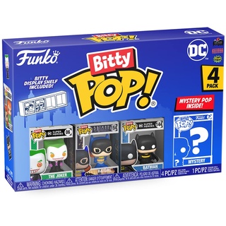 Funko Bitty Pop! DC - Batman, Batgirl, The Joker und eine Überraschungs-Mini-Figur - 0.9 Inch (2.2 cm) - DC Comics Sammlerstück Stapelbares Display-Regal Inklusive - Geschenkidee