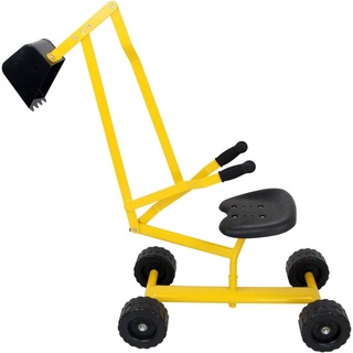 COSTWAY Sitzbagger, Kinderbagger zum Aufsitzen aus Metall, Sandbagger 360° drehbar mit Schaufel für Kinder ab 3 Jahren (Gelb)