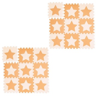 relaxdays Spielmatte 18 x Puzzlematte Sterne orange-beige beige|orange