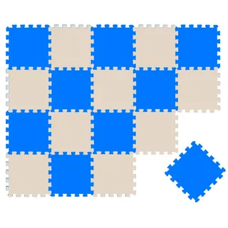 LittleTom Puzzlematte 18 Teile Baby Kinder Puzzlematte ab Null - 30x30cm, dunkelblau beige Matte bunt