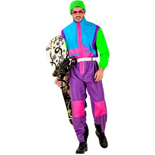 Scherzwelt.de Kostüme und mehr 80er Offset-Snowboarder-Anzug – Ski Anzug Unisex Gr. S - XXL mit Skibrille (S - 165-170cm)