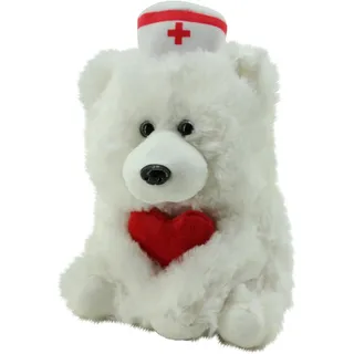 Sweety Toys 14712 Doktor Teddybär Eisbär sitzend 24 cm- Trostspender & Kuscheltier mit Doktormütze