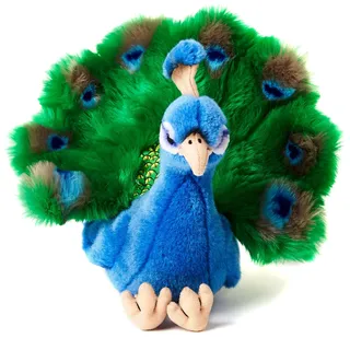 Uni-Toys - Pfau - 19 cm (Höhe) - Plüsch-Vogel - Plüschtier, Kuscheltier