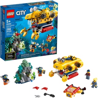 LEGO 60264 City Ocean Exploration Submarine mit U-Boot, Korallenriff, Unterwasserdrohne, im Dunkeln leuchtenden Seeteufel und 4 Meeresforscher-Minifiguren, 286 Teile (englische Version)