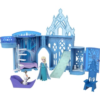 Disney Frozen HPR37 - Disney „Die Eiskönigin“ Spielzeug, Elsas Stapelschloss Puppenhaus-Spielset mit kleiner Puppe und 8 Teilen, Reisespielzeug und Geschenke für Kinder