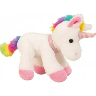 Einhorn 21 cm weiss mit Regenbogen Mähne Kuscheltier bunt